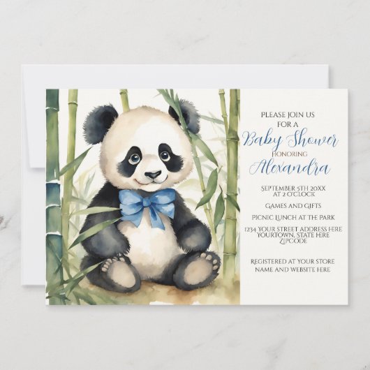 Baby Panda Boy Bearly Wait Baby Dusche Einladung (Vorderseite)