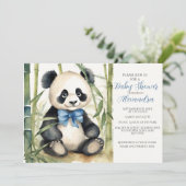 Baby Panda Boy Bearly Wait Baby Dusche Einladung (Stehend Vorderseite)