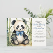 Baby Panda Boy Kinderdusche Einladung (Stehend Vorderseite)