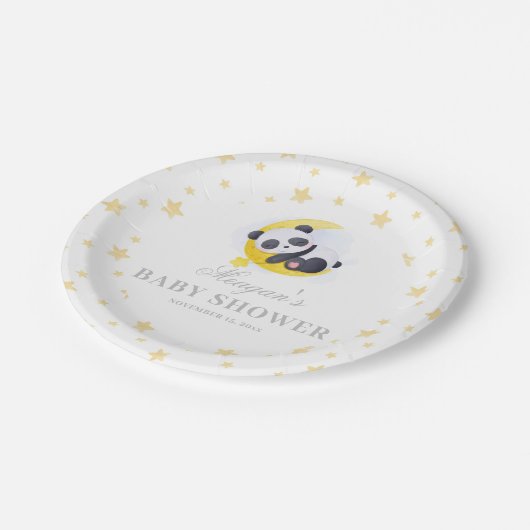 Baby Panda Brunch Babydusche Teller (Schrägansicht)