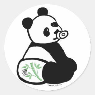 Baby Panda Cartoon Runder Aufkleber