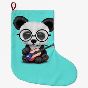 Baby-Panda, der puertorikanische Flaggen-Gitarre Großer Weihnachtsstrumpf