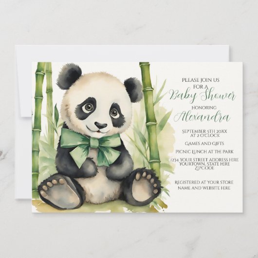 Baby Panda Gender Neutral Baby Shower Einladung (Vorderseite)