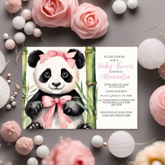 Baby Panda Girl Baby Shower Einladung