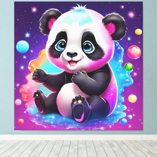 Baby Panda Leinwanddruck (Insitu (Holzboden))