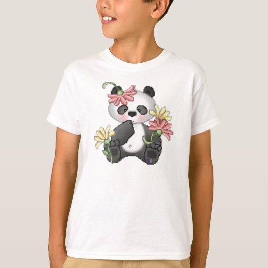 Baby-Panda mit Blumen T-Shirt (Vorderseite)