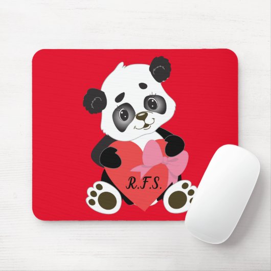 Baby Panda mit Heart Red Mousepad (Mit Mouse)