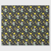Baby Panda mit Mond und Sternen Geschenkpapier (Flach)