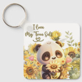 Baby Panda mit Sonnenblume Schlüsselanhänger (Vorderseite)