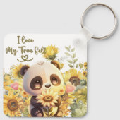 Baby Panda mit Sonnenblume Schlüsselanhänger (Rückseite)