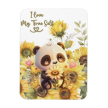 Baby Panda mit Sonnenblumen-Magnet für flexibles F