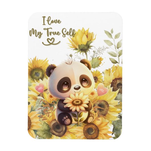 Baby Panda mit Sonnenblumen-Magnet für flexibles F Magnet (Vertikal)