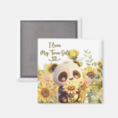 Baby Panda mit Sonnenblumenmagnet Magnet (Vorderseite/Rückseite)