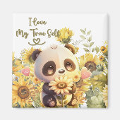 Baby Panda mit Sonnenblumenmagnet Magnet (Vorne)