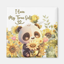 Baby Panda mit Sonnenblumenmagnet Magnet