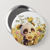 Baby Panda mit Sonnenblumenumlauftaste Button (Vorne & Hinten)