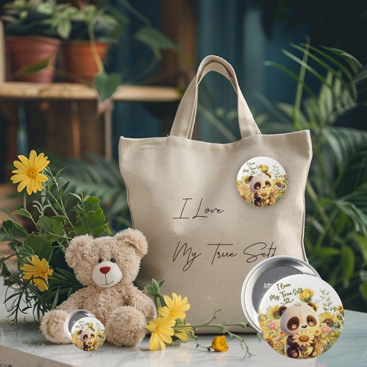 Baby Panda mit Sonnenblumenumlauftaste Button