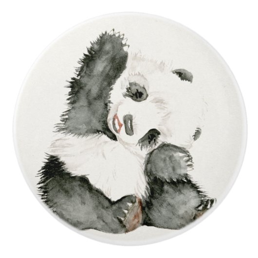Baby-Panda | niedlich u. Pelz Keramikknauf (Vorderseite)