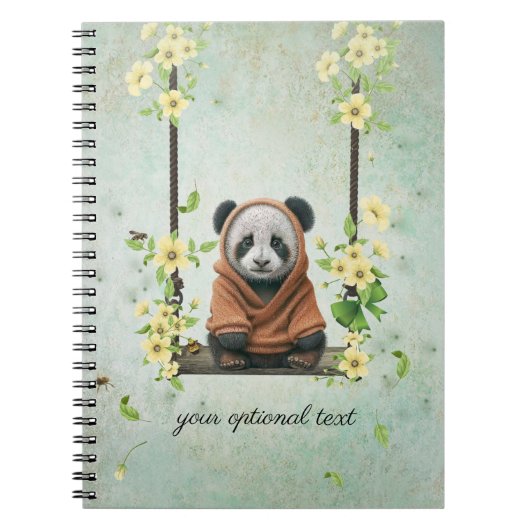 Baby Panda on Swing Spiral Foto Notebook Notizblock (Vorderseite)