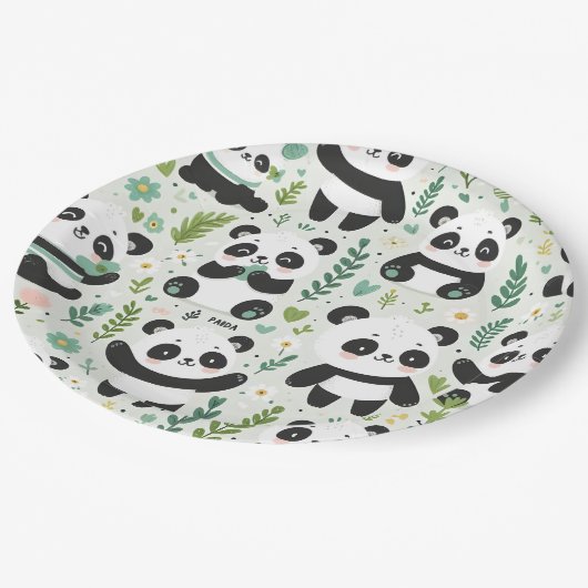 Baby Panda Pattern Pappteller (Schrägansicht)