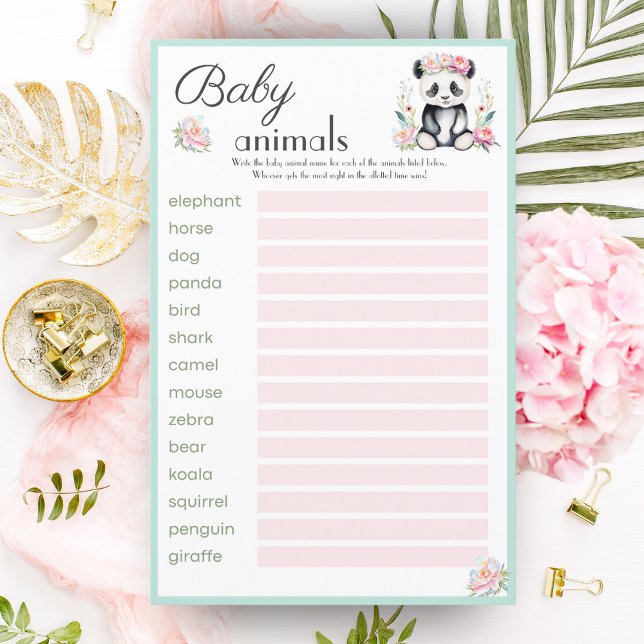 Baby Panda Peonies Jungle Baby Animal Guess Game (Whimsical baby panda in peony jungle - ideal for baby animal guessing game at your shower!

)