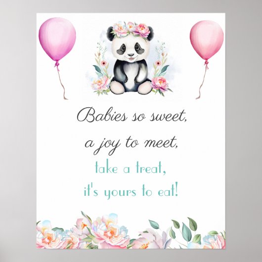 Baby Panda Peonies Jungle Baby Dessert Poster (Vorne)