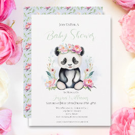Baby Panda Peonies Jungle Baby Dusche Einladung