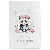 Baby Panda Peonies Jungle Baby Dusche Vielen Dank Mittlere Geschenktüte (Rückseite)