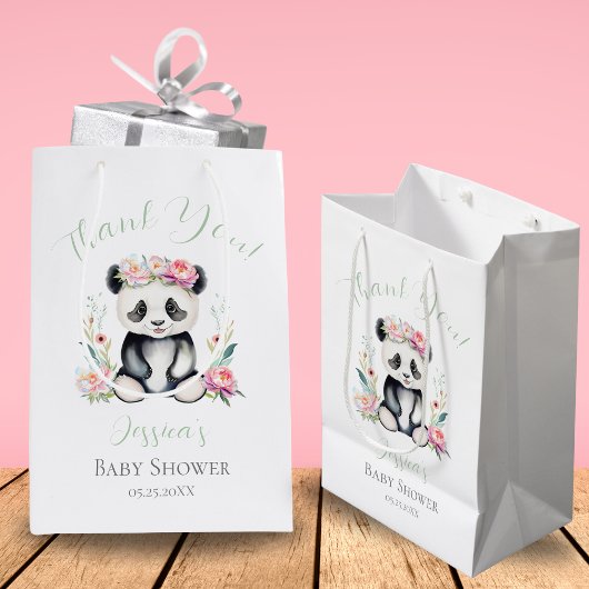 Baby Panda Peonies Jungle Baby Dusche Vielen Dank Mittlere Geschenktüte