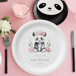 Baby Panda Pfingstrosen Dschungel Baby Shower Pappteller