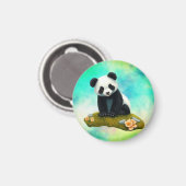 Baby Panda riecht nach den Blume Magnet (Vorderseite/Rückseite)