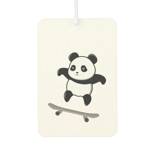 Baby Panda Skateboard Autolufterfrischer (Vorderseite)