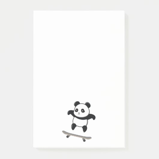 Baby Panda Skateboard Post-it Klebezettel (Vorderseite)
