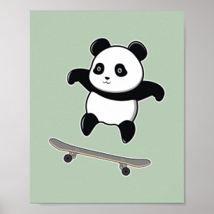 Baby Panda Skateboard Poster