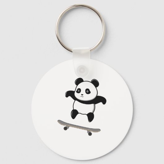 Baby Panda Skateboard Schlüsselanhänger (Vorderseite)