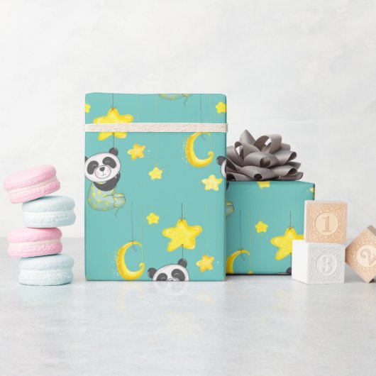 Baby Panda und Moon and Stars Geschenkpapier (Babyparty)