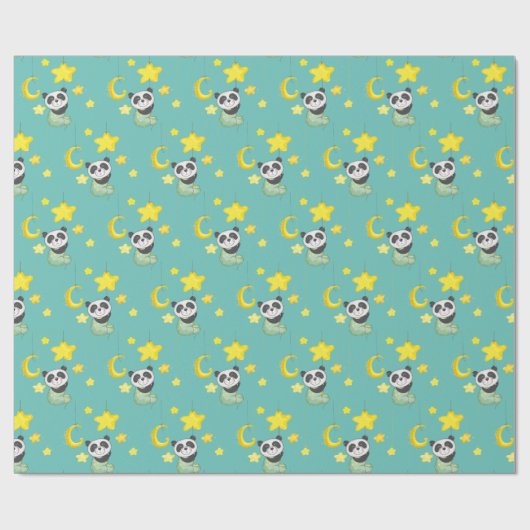 Baby Panda und Moon and Stars Geschenkpapier (Flach)