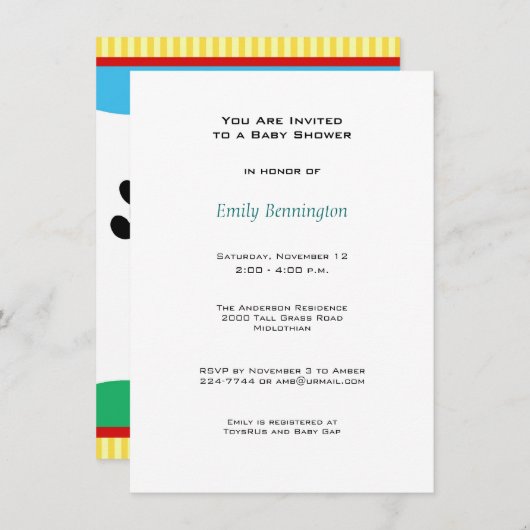 Baby Pandas Baby Dusche Einladung (Vorne/Hinten)