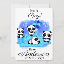 Baby Pandas Boy Baby Dusche Einladung