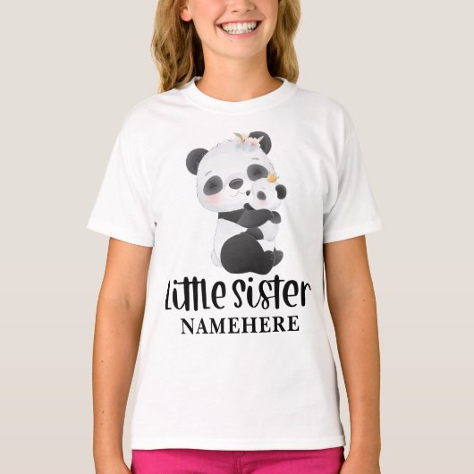 Baby Pandas Watercolor Little Sister T-Shirt (Vorderseite)