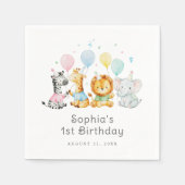 Baby Party Animals Cute 1st Birthday Serviette (Vorderseite)
