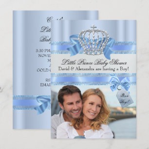 Baby-Party des Paares, kleiner Prinz in Blau Foto Einladung
