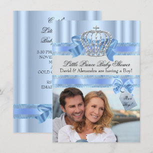 Baby-Party des Paares Kleiner Prinz Junge Blau Fot Einladung