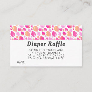 Baby-Party-Diaper-Raffle mit rosa Ballonmuster  Begleitkarte