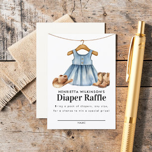 Baby-Party Diaper-Verlosung Westliches Blaues Deni Begleitkarte