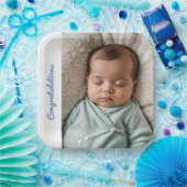 Baby Party Foto Glückwünsche schlucken und sehen Pappteller (Party)