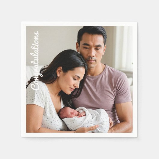 Baby Party Foto Glückwünsche schlucken und sehen Serviette (Vorderseite)