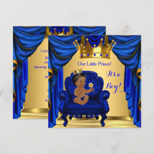 Baby-Party für Jungen Prinz Königlich Blau Gold Du Einladung