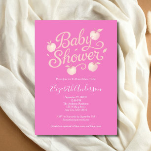 Baby-Party für kleines Mädchen mit rosa Äpfeln Einladung