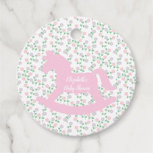 Baby-Party für Mädchen mit rosa Schaukelpferd Geschenkanhänger
